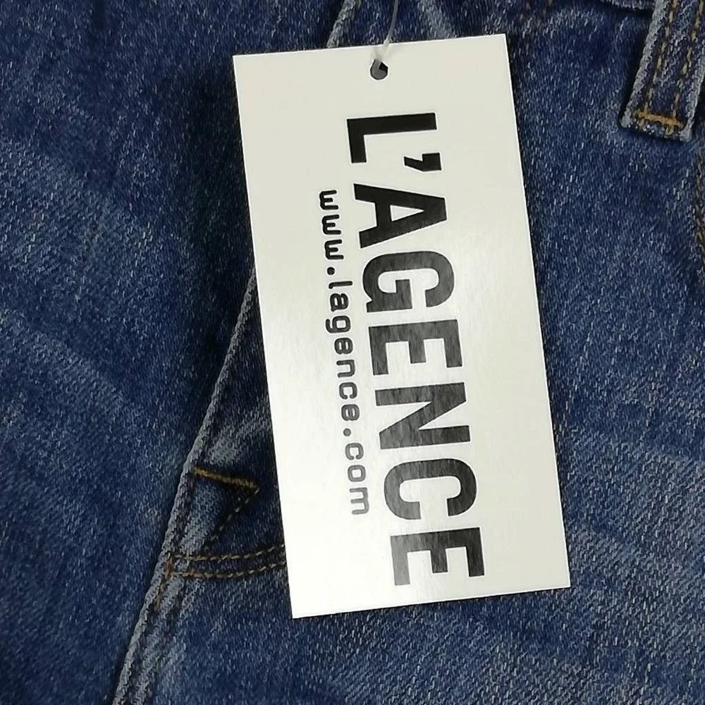 Lagence Womens Jeans Kaia Classic Straight Leg Blue Distressed Stone Wash 25 New